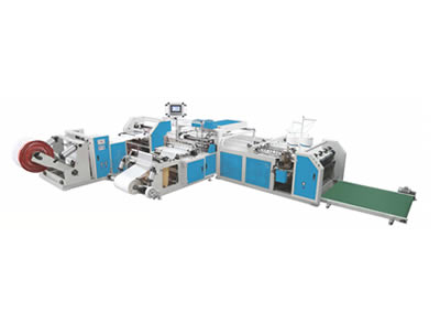 Fully automatic woven bag cutting, wrapping and sewing machine